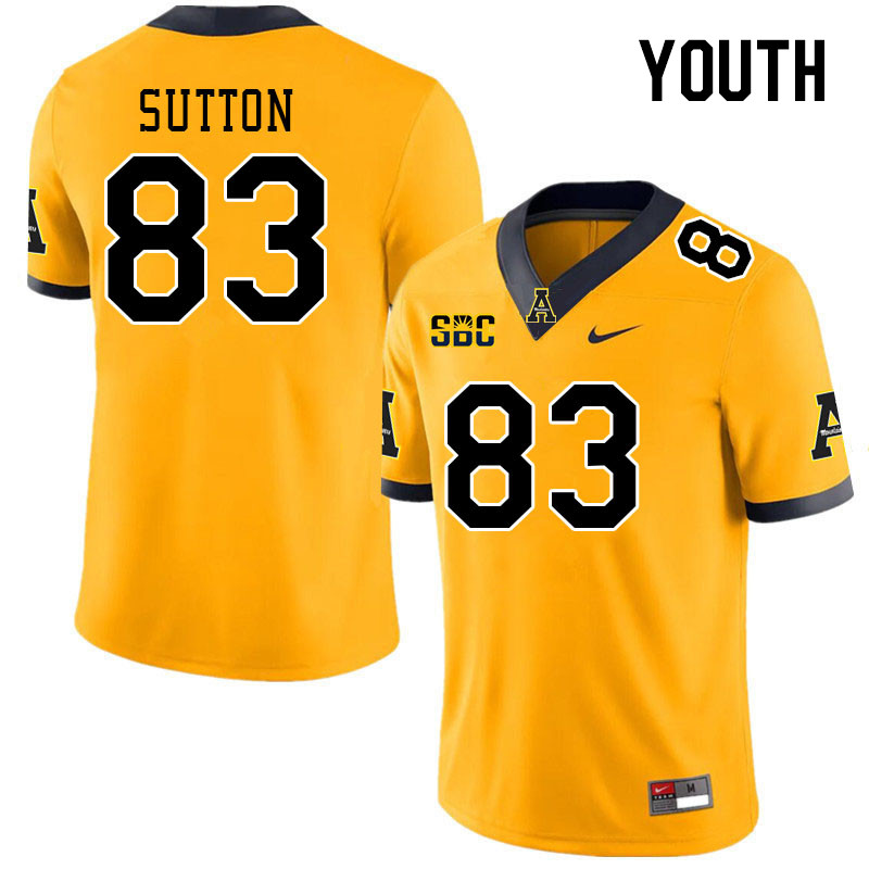 Youth #83 Coen Sutton Appalachian State Mountaineers College Football Jerseys Stitched Sale-Gold - Click Image to Close